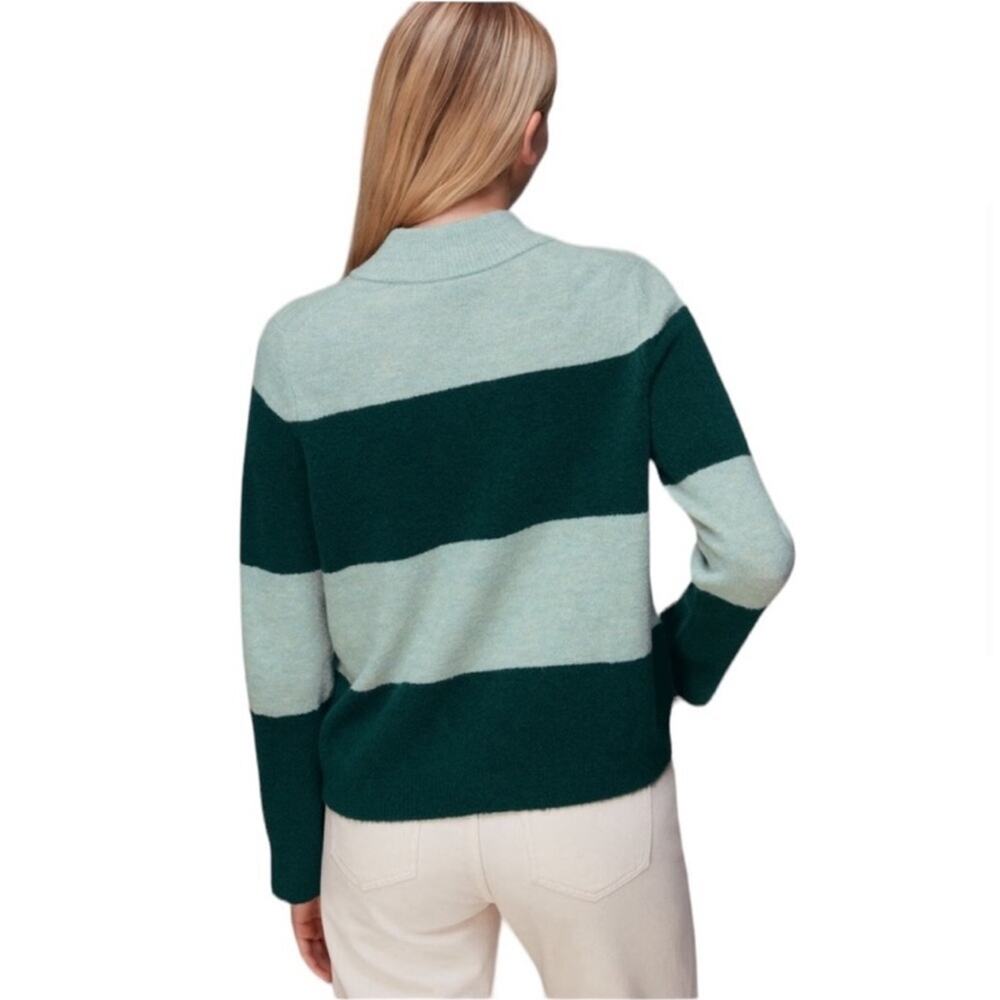 Whistles Stripe Button Neck Jumper Sweater - Green - XL - New with tags - Picture 9 of 9